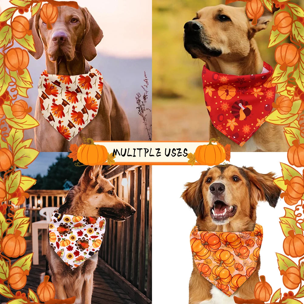 50pcs chien Bandana Thanksgiving fournitures pour animaux de compagnie petit chien chat chiot Bandanas écharpe automne chien accessoires citrouille dinde chiens Bandana