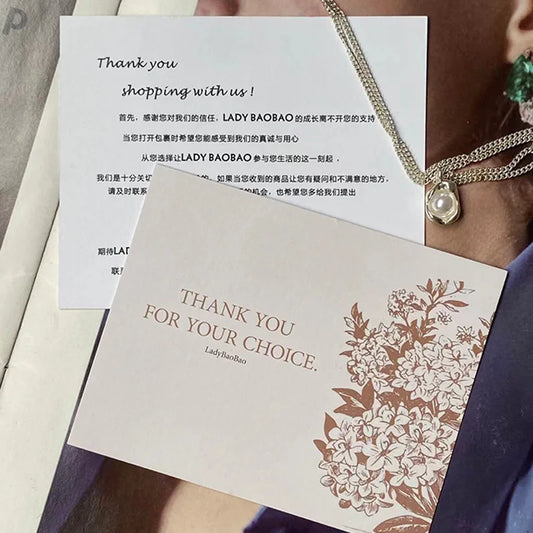 Carte de remerciement personnalisée pour votre commande, carte de décoration pour petite boutique, carte cadeau pour petite entreprise, papier couché, logo personnalisé