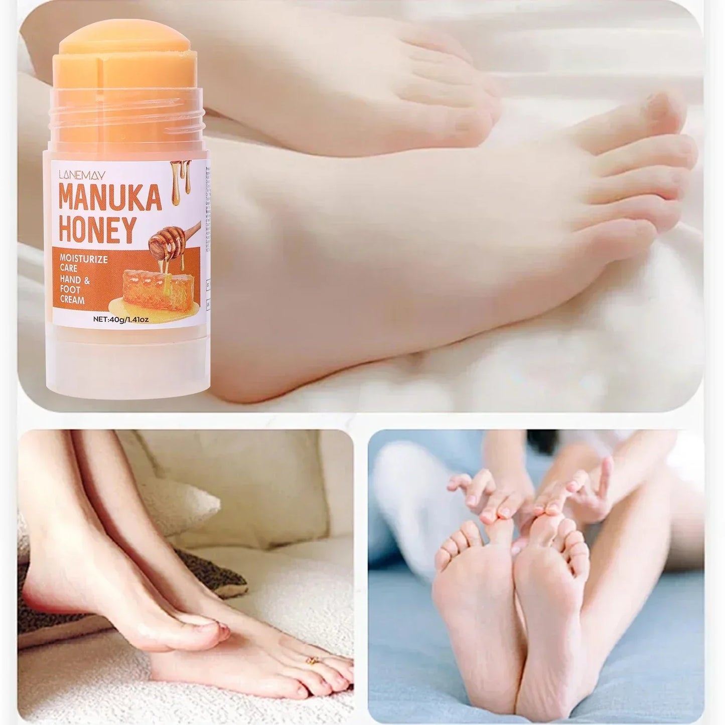 Crème Hydratante en Profondeur pour les Pieds Secs et Craquelés, Talon, Doux, Adoucissant la Peau, Fruité, Soins des Mains et des Pieds, Outils en Bâton, 40g